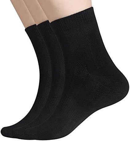 Men’s Crew Socks Athletic Cotton Socks, TuGu Breathable Odor Resistant Socks Soft Running Cushion Crew Socks for Men 3 Pairs Black