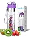 Bottom Loading Fruit Infuser Water Bottle (OneClick Open Lid) - BPA Free Tritan Plastic - Leak Proof - 24oz - Infusion Recipe eBook Included (Purple) primary