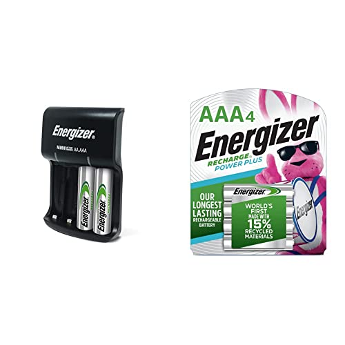 Energizer Recharge Basic Charger with 2 AA NiMH Rechargeable Batteries