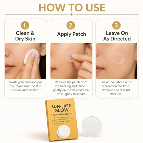 Sun-Free Glow Micro-Needle Tanning Patches, 2026 New Glow Tanning Patches, 4 Box Patches, Self Tan Patches for Natural-Looking Colour, Streak-Free Finish, Gentle Home Tanning Use