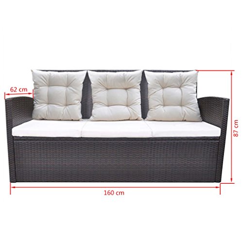 Festnight Poly Rattan Sitzgruppe Essgruppe Rattan Set Sitzgarnitur Gartengarnitur 18-teilig Braun – Bild 7