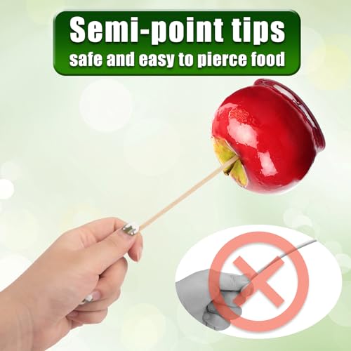 HAKSEN 350PCS Bamboo Sticks for Candy Apple, Candy Apple Sticks Skewers Semi-point Sticks for Caramel Apple Corn Dog Cake Pop Fruit Chocolate Fountain Appetizers