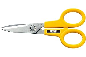 OLFA 5" Serrated Edge Stainless Steel Scissors (SCS-1) - 5 Inch Multi-Purpose Heavy Duty Scissors w/Sharp Blades & Comfort Gr