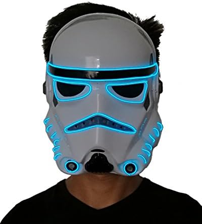 Light Up EL wire Mask Movie Theme Series LED Luminous Rave Party Mask, One Size,Blue