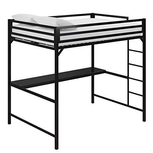 DHP Miles Metal Full Loft Bed with Desk, Black The Home Kitchen Store