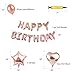 Rose Gold Happy Birthday Balloons Party Decoration Set 36 pcs , 13 Letter Balloons Banner 1 Star and 2 Heart Foil Balloon, 20pcs Latex Balloons, Best Party Supplies