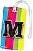 Initial Luggage Tag Letter M Personalized ID Tag Colorful TV Test Pattern Design (M)