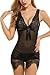 Avidlove Women Sexy Transparent Lingerie Lace Babydoll Irregular Lace Hollow Chemises Black Medium