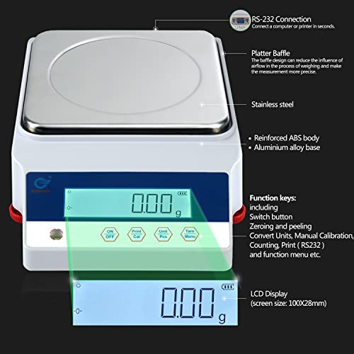 RUISHAN Lab Analytical Scale 3000gx0.01g High Precision Electronic ...