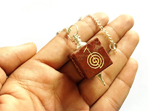 New Engraved Usui Reiki Symbols on Powerful Red Jasper Dowsing Healing Pendulum Exclusive Unique Chakra Red Jasper Crystal Stone Set Crystal Gemstones