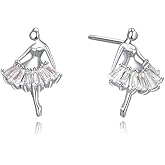 S925 Sterling Silver Jewelry Rabbit/Horseshoe/Moon/Ballerina/Heart/Celtic Shamrock Stud Earrings for Women Mom Sister Best Friend on Christmas Graduation Mother's Day Birthday Anniversary