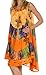 Sakkas 101RC Palm Tree Tie Dye Caftan Dress / Cover Up - Orange - One Size