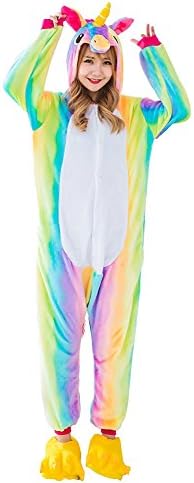 YACHUN Adult Unicorn Pajamas Animal Costume Cosplay Onesie Halloween Gift Rainbow S