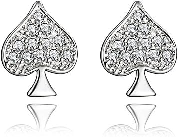 Gold Plated Little Cute Fashion Queen Heart Spade Stud Earring for Girl