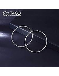 T400 - Pendientes de aro de plata de ley 925 con corte de diamante, redondos, ligeros, pequeños y grandes, 25 35 45 55 2.559 in, regalo de cumpleaños para mujeres y niñas