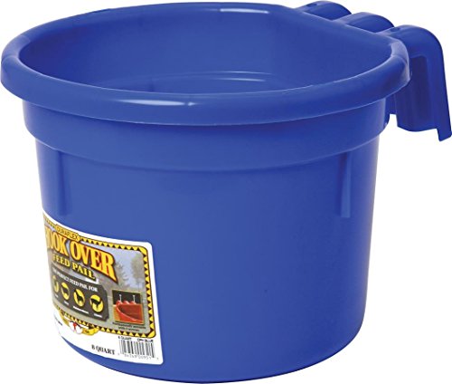 Little Giant® Hook Over Fence Feed Bucket | Hanging Livestock Feed Bucket | Hook Over Fence Feed Pail | 8 Quart