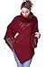 WozWoz Women's Polo Neck Knit Poncho Cape Jumper + Arm Warmer Fingerless Gloves