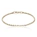 Floreo 10k Yellow Gold 2.25 Solid Diamond Cut Rope Chain Bracelet and Anklet for Men and Women, 9 Inch