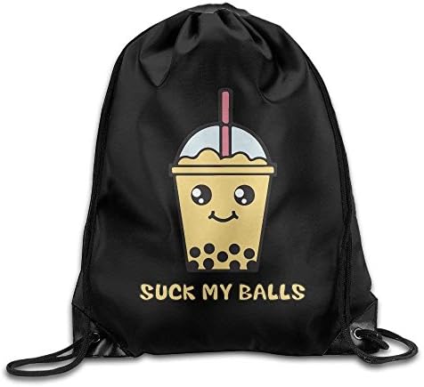 Suck My Balls Kawaii Bubble Tea Gym Drawstring Backpack Unisex Portable Sack Bag