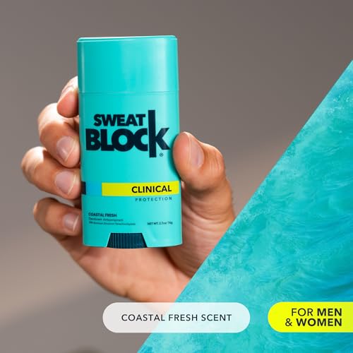 SweatBlock Clinical Strength Deodorant and Antiperspirant for Men and Women Coastal Fresh Scent 2 Pack All-Day Protection Against Odor and Excessive Sweat Ideal for Active Lifestyles and Daily Use