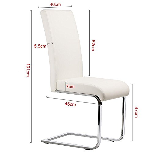 Yaheetech Set Of 4 Faux Leather Dining Chair With Chrome Legs High Back Kitchen Dining Room Furniture White Furniture Dining Chairs Konozsigns Com