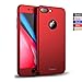 Compatible with iPhone 8 Plus Case - All-around Protective Cover Thin Slim Fit [Non-Slip] Dual Layer Hard Case With Tempered Glass Screen Protector (Red)
