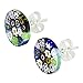 Glass Of Venice Italian Murano Glass Earrings Studs Round 3/8-Inch Multicolor Millefiori Flower - Murano Glass Earrings For Women
