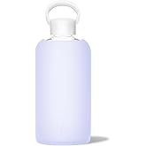 bkr - Big Smooth - Reusable Glass Water Bottle - Leakproof, Durable, Workout & Travel Friendly, Carrying Loop - Dishwasher Safe - Removable Silicone Sleeve - BPA Free - 1L (32 oz)