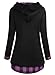 EA Selection Women's Contrast Plaid Hem Funnel Neck Hoodie M Purple