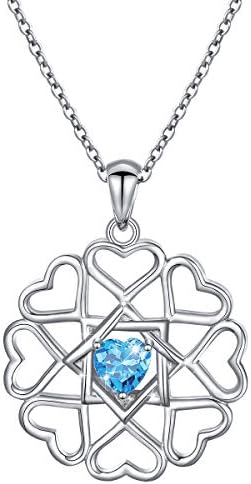 LINLIN FINE JEWELRY 925 Sterling Silver Spiritual Sign Heart Cz Love Knot Star of David Pendant Necklace Gift for Women Girls, 18 inch