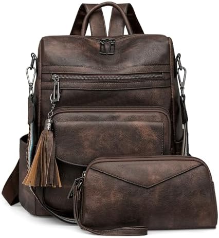 artwell women anti-theft backpack purse leather ladies convertible rucksack bag Amazon.com: Artwell Women Leather Backpack Purse PU Leather Rucksack  Convertible Handbag College Bookbag Shoulder Tote Bag with Tassel (Brown),  14.9