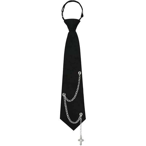 Mantieqingway Ties for Women Men, Metal Chain Necktie Pre-Tied