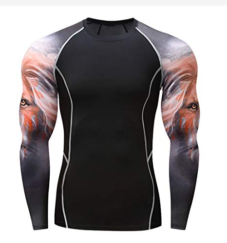 Men's Long Sleeve T-Shirt Baselayer Cool Dry Compression Top Slim Fit Athletic Bodybuilding Fitness Tees