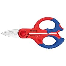 Knipex 95 05 155 SB Tijeras de Electricista con Fundas en Dos Componentes, Reforzadas con Fibras de Vidrio, 155 mm