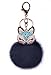 Boseen Genuine Rabbit Fur Ball Pom Pom Keychain with A fashion Alloy Fox Head Studded with Synthetic Diamonds(Rhinestone) (Navy Blue)