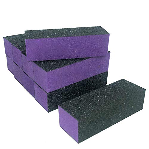 10 Pcs Nail Buffer Sanding Block Polisher Buffing File 100/180 Grit 3 sides Nail Files Art Pedicure Manicure File(Black Purple) - Thumbnail 2