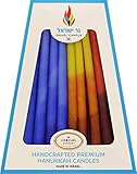 Chanukah Candles 45 Hanukkah Candles Decorative Blue, Orange, Yellow, Red - Hand Made in Israel