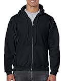 Gildan Activewear 50/50 Full-Zip Hooded Sweatshirt, L, Black