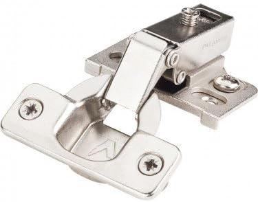 6-way Cam-adjustable 125-degree Face-frame Hinge 1/2" Overlay with Cam-adjustable Zinc Plate, with Dowels in Nickel (4 Pack)
