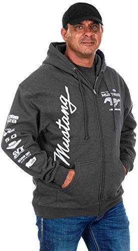 Men's Ford Mustang Collage Zip Up Hoodie in Charcoal (Large, CLG2-charcaol Gray)