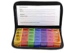 Easy Open 7 Day Travel Pill Box, Prescription & Medication Organizer with Pill Case from CoCo Island (For Small to Medium Sized Pills Up To 0.75" in length)