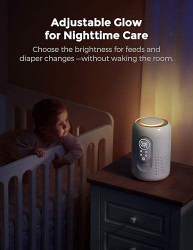 Momcozy Air Purifier for Home Bedroom Nursery, 4-in-1 Filter Baby Purifier with H13 HEPA & Carbon, Real-time PM2.5 Air Monitor, 4 Fan Speeds, 21dB Sleep Mode & Dimmable Night Light, for Home Pets Baby
