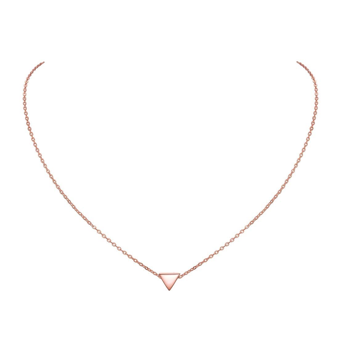 ChicSilver Sterling Silver Necklaces for Women 925 Silver Triangle Pendant Jewellery Rose Gold Necklace for Mom Daughter