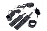 Bed Restraints with Blindfold Eye Mask and Feather Tickler - Adjustable Medical Grade Under Bed Restraint System Kit With Cuffs for Ankles and Wrists