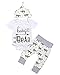 3 Piece Unisex Toddler Infant Newborn Kids Baby Bear Romper Geometry Pants Hat Outfits Clothes Sets (White, 0-3Months)