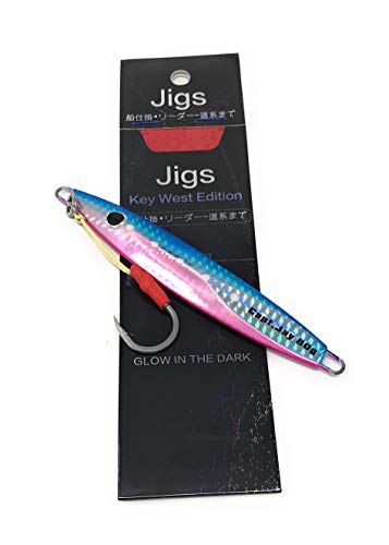 Fishing Saltwater jigs Speed Jigging Slow Jigging Pitching Lures,Vertical Jigging Artificial Lures Jigging Lure Fishing jigs (80g New Blue Pink, 80g)
