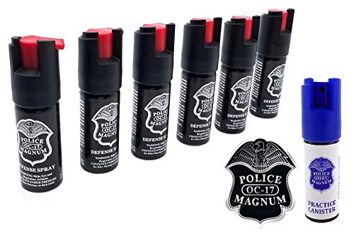 Police Magnum 6 Pepper Spray 1/2 Ounce with Safety Lock Self Defense The Inert Practice Canister for Training   