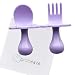 GRABEASE First Training Self Feed Baby Utensils - Anti-Choke, BPA-Free Baby Spoon and Fork Toddler Utensils with Pouch Set - Toddler Silverware for Baby Led Weaning Ages 6 Months+ (Lavender)