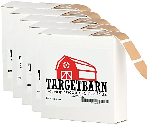 Tan Target Pasters - 5X 1000 Count Boxes - 7/8" Boxed Square Adhesive Pasters
