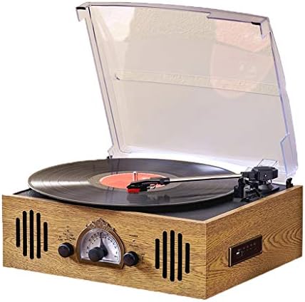 DNAN Antique vinyl record player, oak retro phonograph Bluetooth audio usb breakpoint resume 2.0 stereo sound